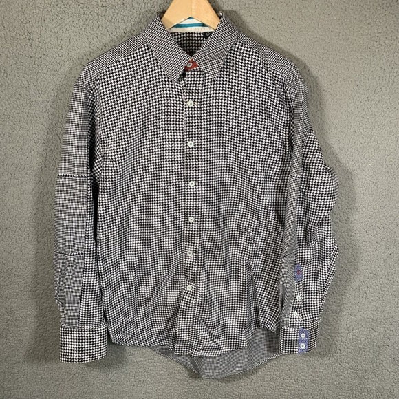 Robert Graham Dress Shirt Men's Large Long Sleeve Button Up Black White - Picture 1 of 9